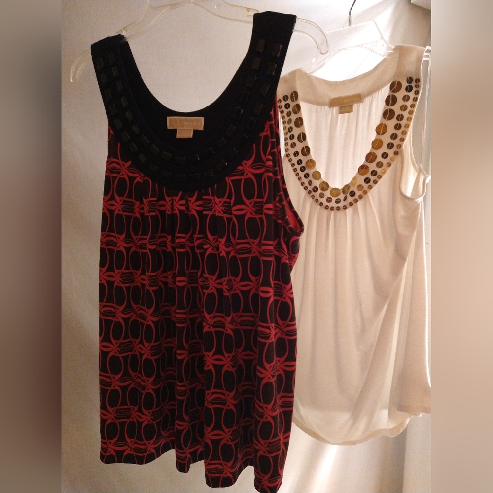 MICHAEL MICHAEL KORS EMBELLISHED SCOOP-NECK SLEEVELESS TOP BUNDLE L USA